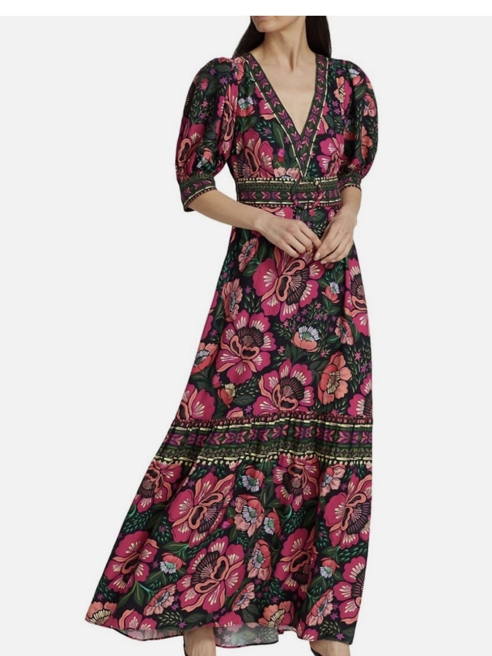 FARM Rio Garden Flowers Black Maxi Dress